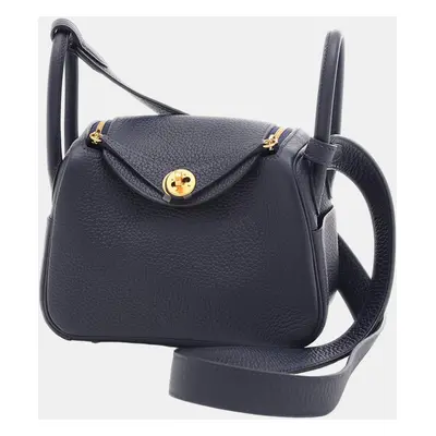 Hermes Blue Nuit Taurillon Clemence Lindy Bag