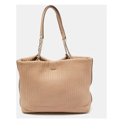 DKNY Beige Quilted Leather Chain Tote