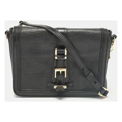 Burberry Black Leather Flap Shoulder Bag