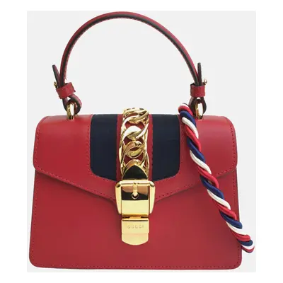 Gucci Red Leather Mini Sylvie Shoulder Bag