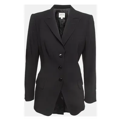 Armani Collezioni Black Gabardine Single Breasted Blazer