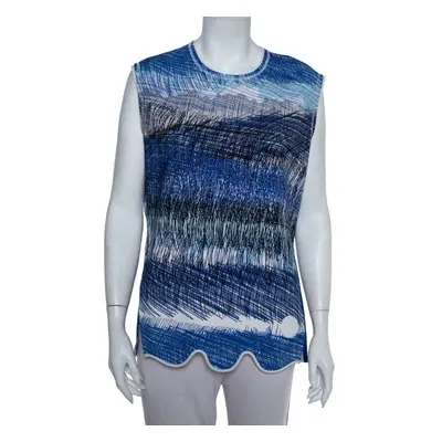 Kenzo Blue Neoprene Printed Sleeveless Oversized Top