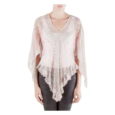 Zandra Rhodes Pale Pink Crinkled Chiffon Paisley Printed Top