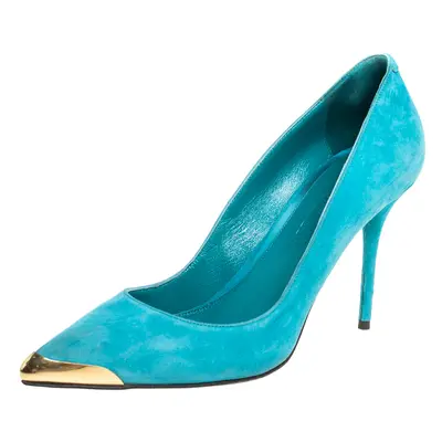 Alexander McQueen Blue Sued Pointed Toe Pumps Size 39.5