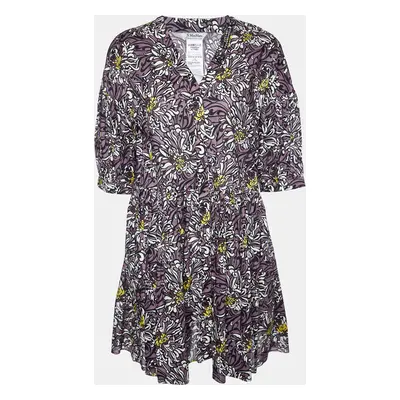 S'Max Mara Purple Floral Printed Cotton Mini Dress