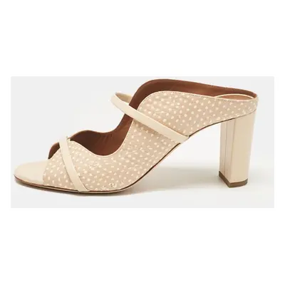 Malone Souliers Beige Textured Leather Norah Mules Size