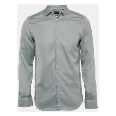 Emporio Armani Green Patterned Cotton Long Sleeve Shirt