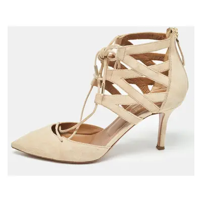 Aquazzura Beige Suede Belgravia Pumps Size