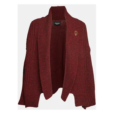 Zadig & Voltaire Burgundy Rib Knit Shawl Collar Cardigan XS/S