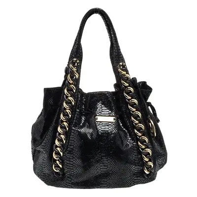 MICHAEL Michael Kors Black Python Embossed Leather Tote