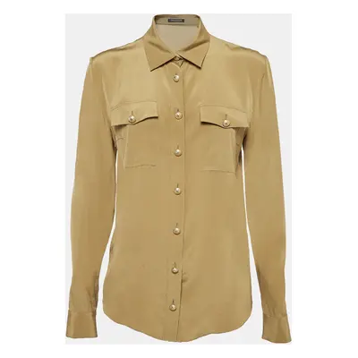 Balmain Green Silk Long Sleeve Shirt