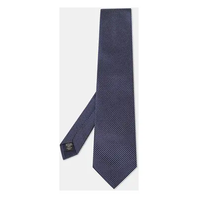 Ermenegildo Zegna Navy Blue Patterned Silk Tie