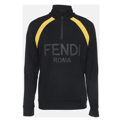 Fendi Black Logo Applique Jersey Sweatshirt