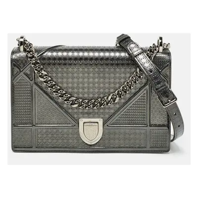 Dior Grey Patent Leather Diorama Shoulder Bag