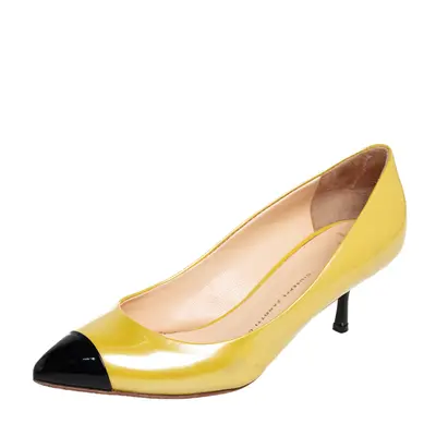 Giuseppe Zanotti Yellow/Black Patent Leather Cap Toe Pumps Size