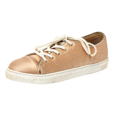 Charlotte Olympia Peach Satin Web Low Top Sneakers Size