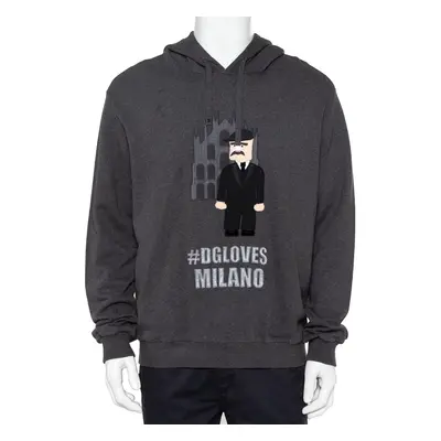 Dolce & Gabbana Grey Patchwork Detail Hooded Sweatshirt