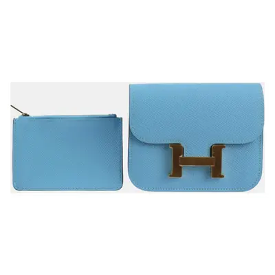 Hermes Celeste Epsom Leather Constance Compact Wallet