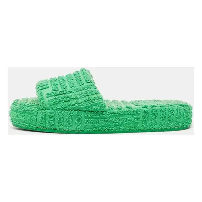 Bottega Veneta Green Cotton Fabric Sponge Platform Slides Size