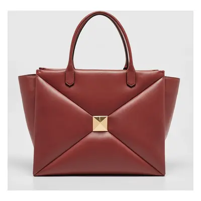 Valentino Brick Red Leather One Stud Tote