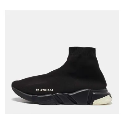 Balenciaga Black Knit Fabric Speed Trainer High Top Sneakers Size