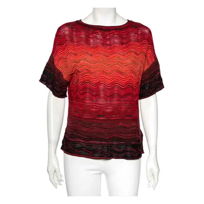 M Missoni Multicolor Wave Pattern Knit Oversized Top