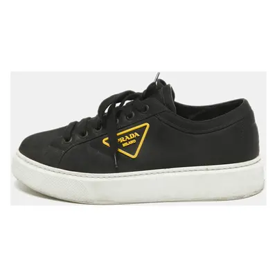 Prada Black Canvas Gabardine Lace Up Sneakers Size