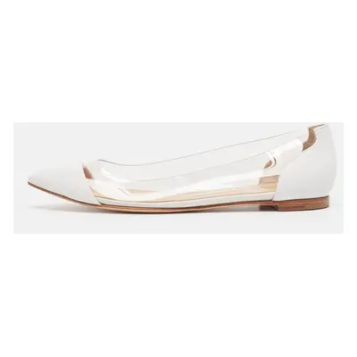 Gianvito Rossi White Leather and PVC Plexi Ballet Flats Size 39.5