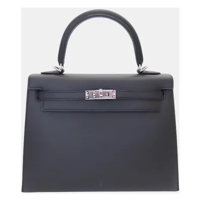 Hermes Kelly Black Silver Hardware Black