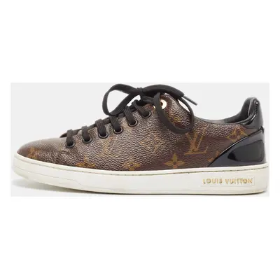 Louis Vuitton Brown/Black Monogram Canvas and Patent Frontrow Sneakers Size