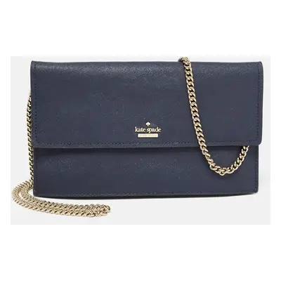 Kate Spade Navy Blue Leather Mini Cameron Street Briley Chain Clutch