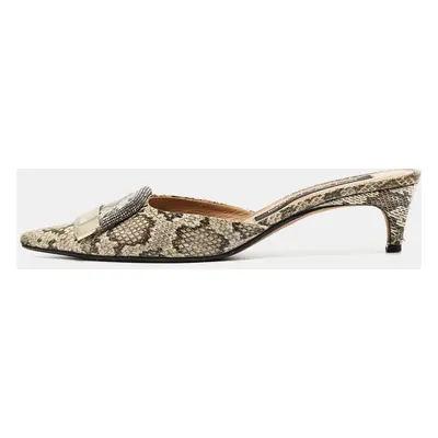 Sergio Rossi Beige Water Snakeskin Slingback Pumps Size 39.5