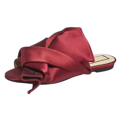 Nº21 Burgundy Satin Knot Flat Mules Size 37.5