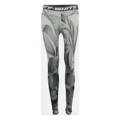 Off-White Grey Athleisure Botanical Print Jersey Leggings