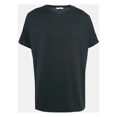 Givenchy Black Cotton Knit Logo Tape Trim Crew Neck T-Shirt