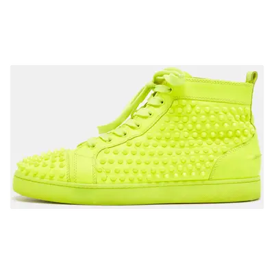 Christian Louboutin Green Leather Louis Spikes High Top Sneakers Size