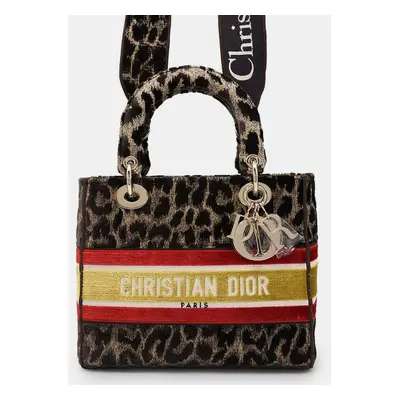 Dior Lady Dee Light Leopard Brown/Red/Yellow Velvet Size Medium