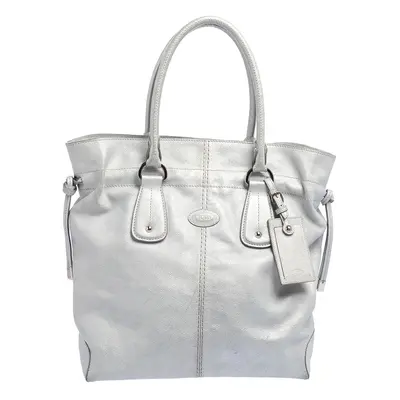 Tod's Silver Leather Restyling D Bag Media Tote