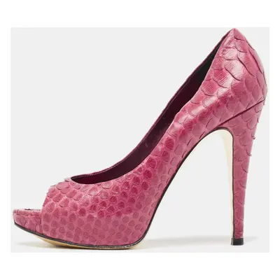 Gina Purple Python Open Toe Platform Pumps Size