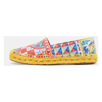 Dolce & Gabbana Multicolor Print Canvas Platform Espadrilles Size