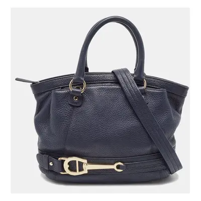 Aigner Navy Blue Leather Cavallina Satchel