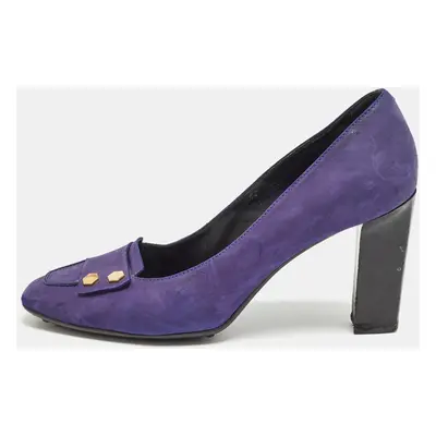 Tod's Purple Nubuck Leather Square Toe Pumps Size