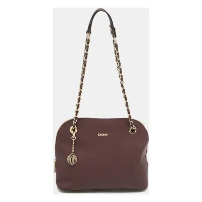 DKNY Burgundy Leather Dome Shoulder Bag