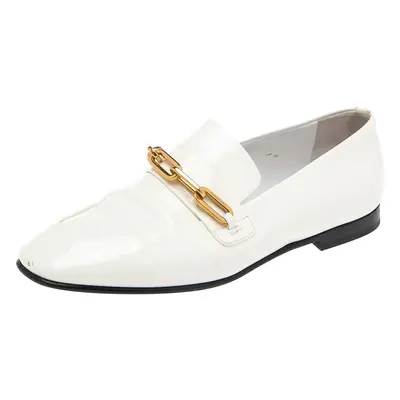 Burberry White Patent Leather Chillcot Slip On Loafers Size