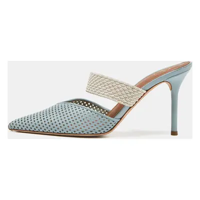 Malone Souliers Blue Perforated Leather Maisie Mules Size