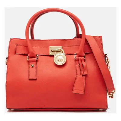 Michael Kors Red Saffiano Leather East/West Hamilton Tote