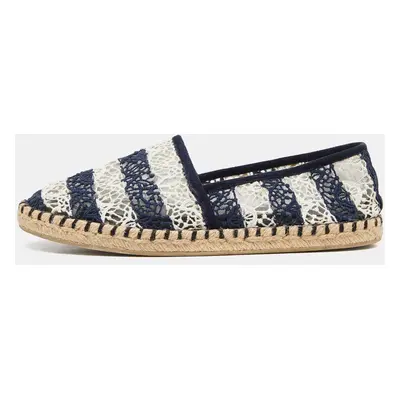 Louis Vuitton Blue/White Crochet Slip On Espadrilles Size 35.5