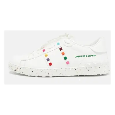 Valentino White Leather Rockstud Low Top Sneakers Size