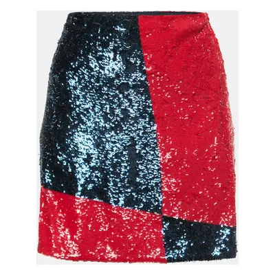 Polo Ralph Lauren Blue/Red Colorblock Sequined Mini Skirt