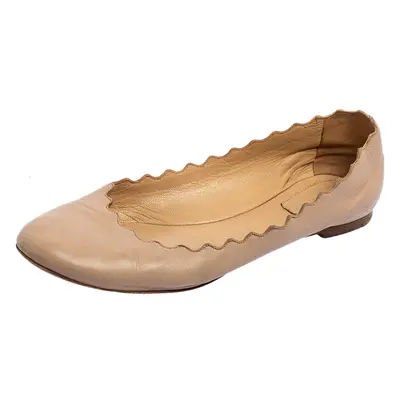 Chloe Pink Leather Lauren Scalloped Ballet Flats Size